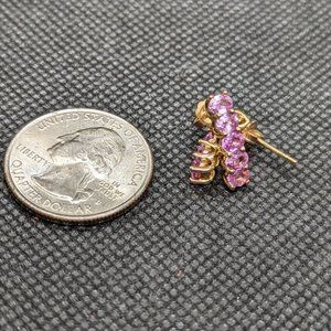 Pink Sapph. Elegant Earrings in 18k Yellow Gold